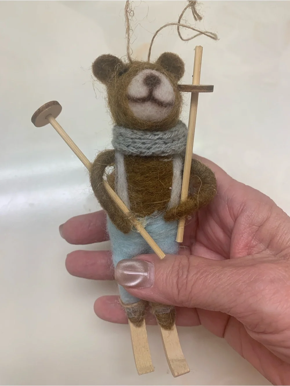 Wool Felt Animal Ornaments - Fox, Skiing Bear, and Raccoon